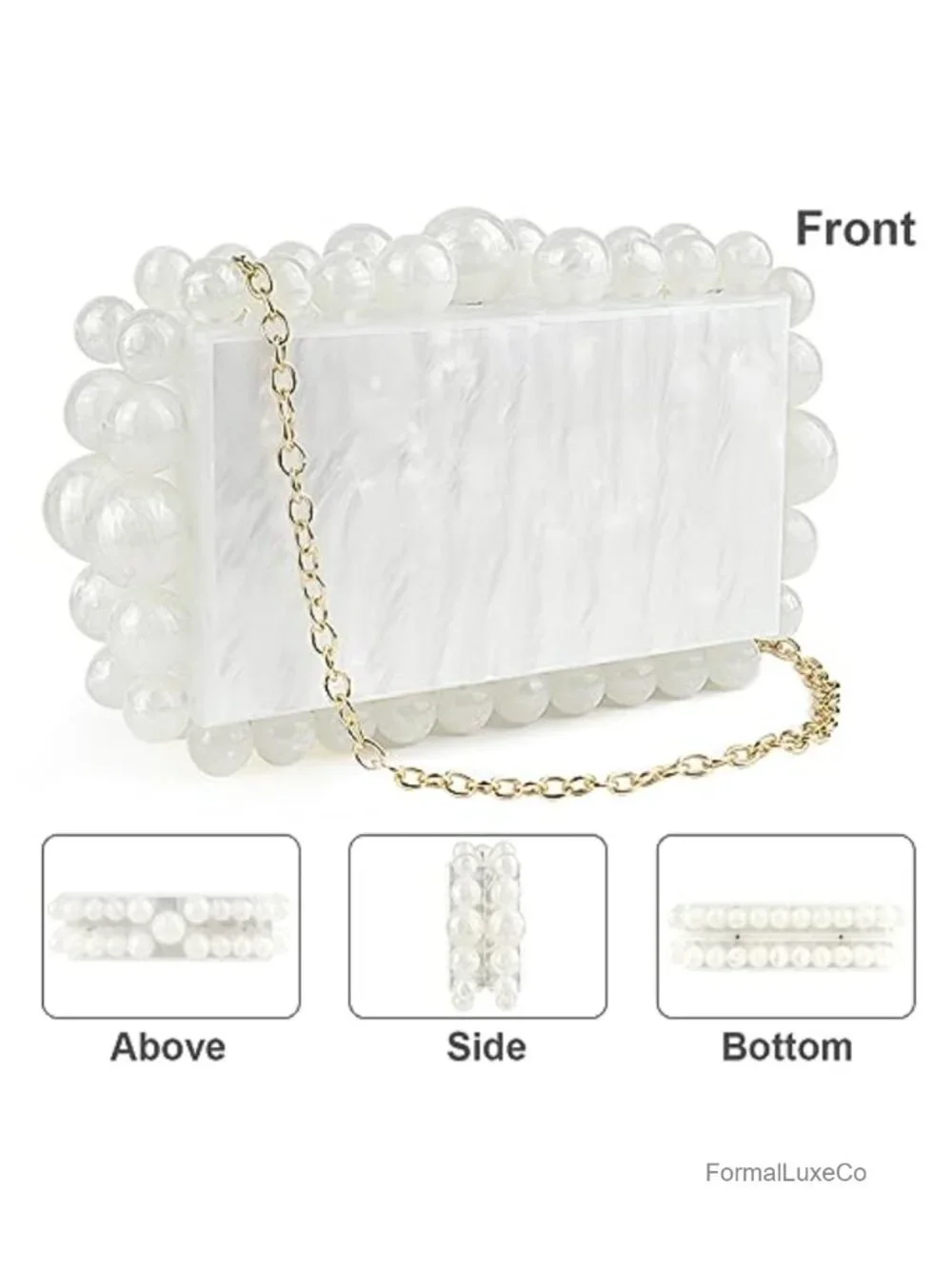 Acrylic Evening Clutch Bag with Marble Pattern, Detachable Chain for Wedding